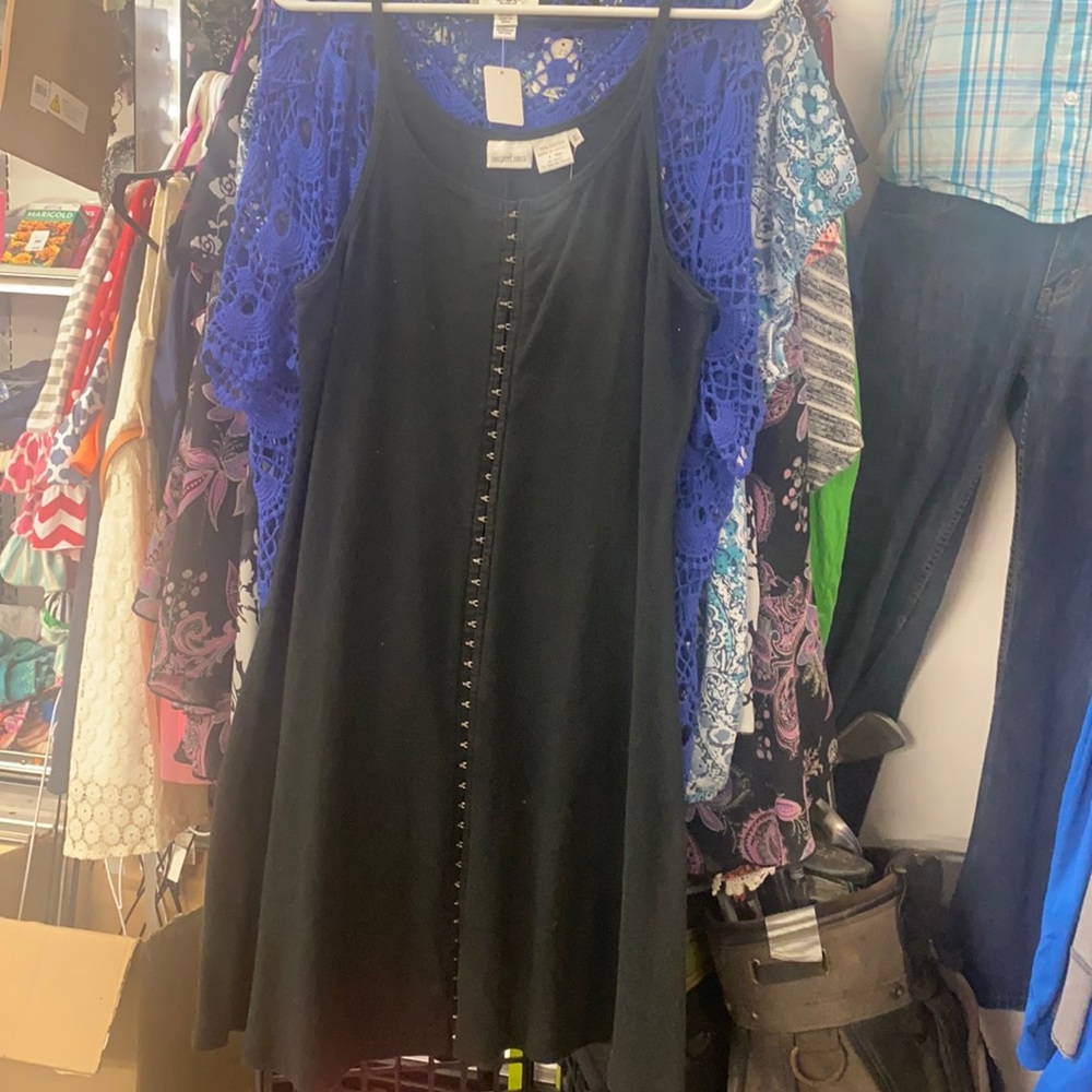Newport News Black Clasp-Up Cotton Dress